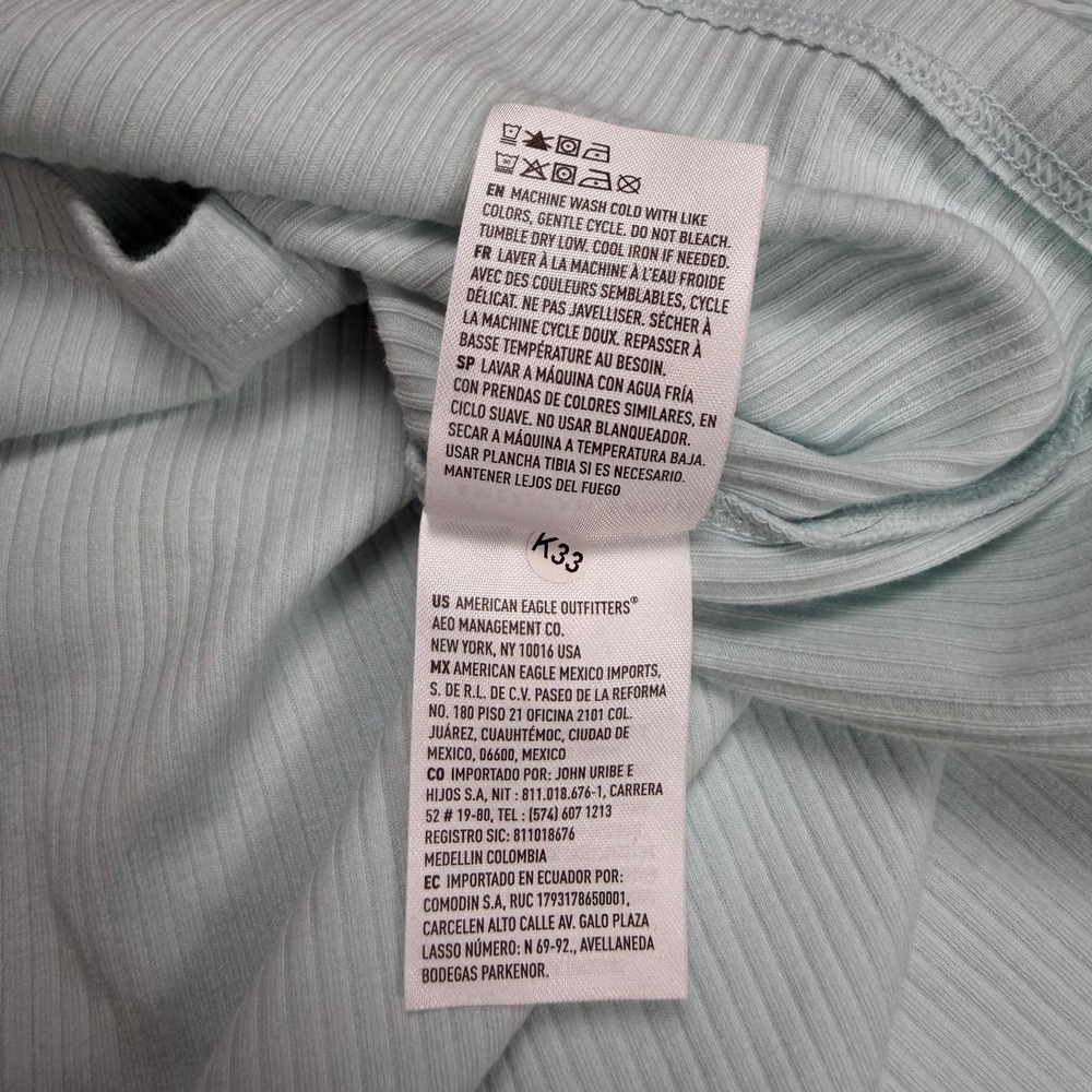 American Eagle Ribbed Short Sleeve T-Shirt Mint Green Crew Neck Top L 037-2370 - Picture 6 of 10